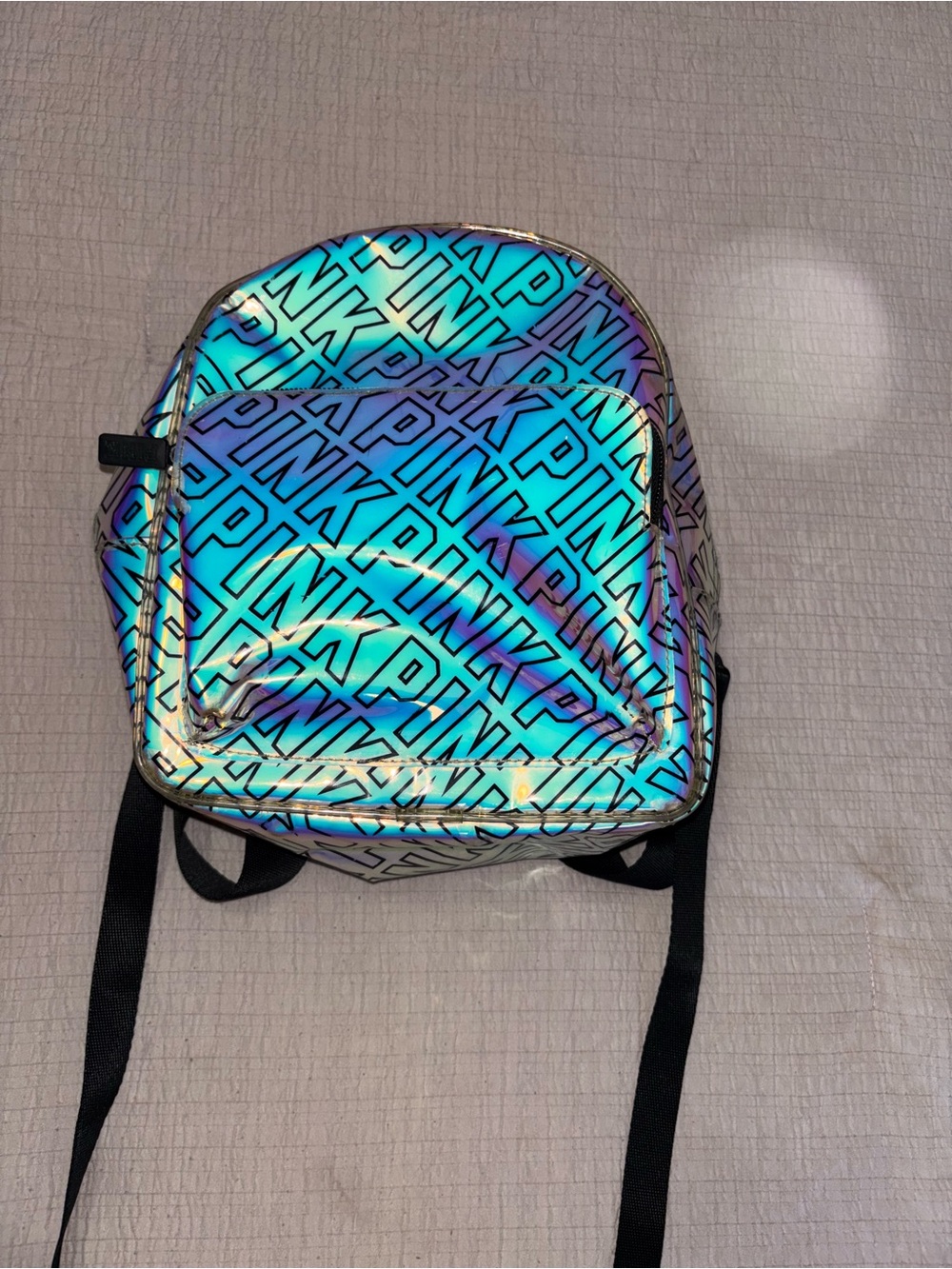 PINK Victoria's Secret Iridescent Teal-Purple Logo Backpack